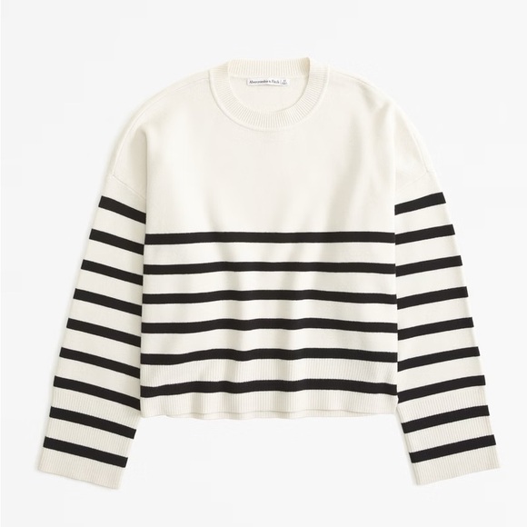 Abercrombie & Fitch Sweaters - Abercrombie Cream Stripe Luxeloft Crew Sweater